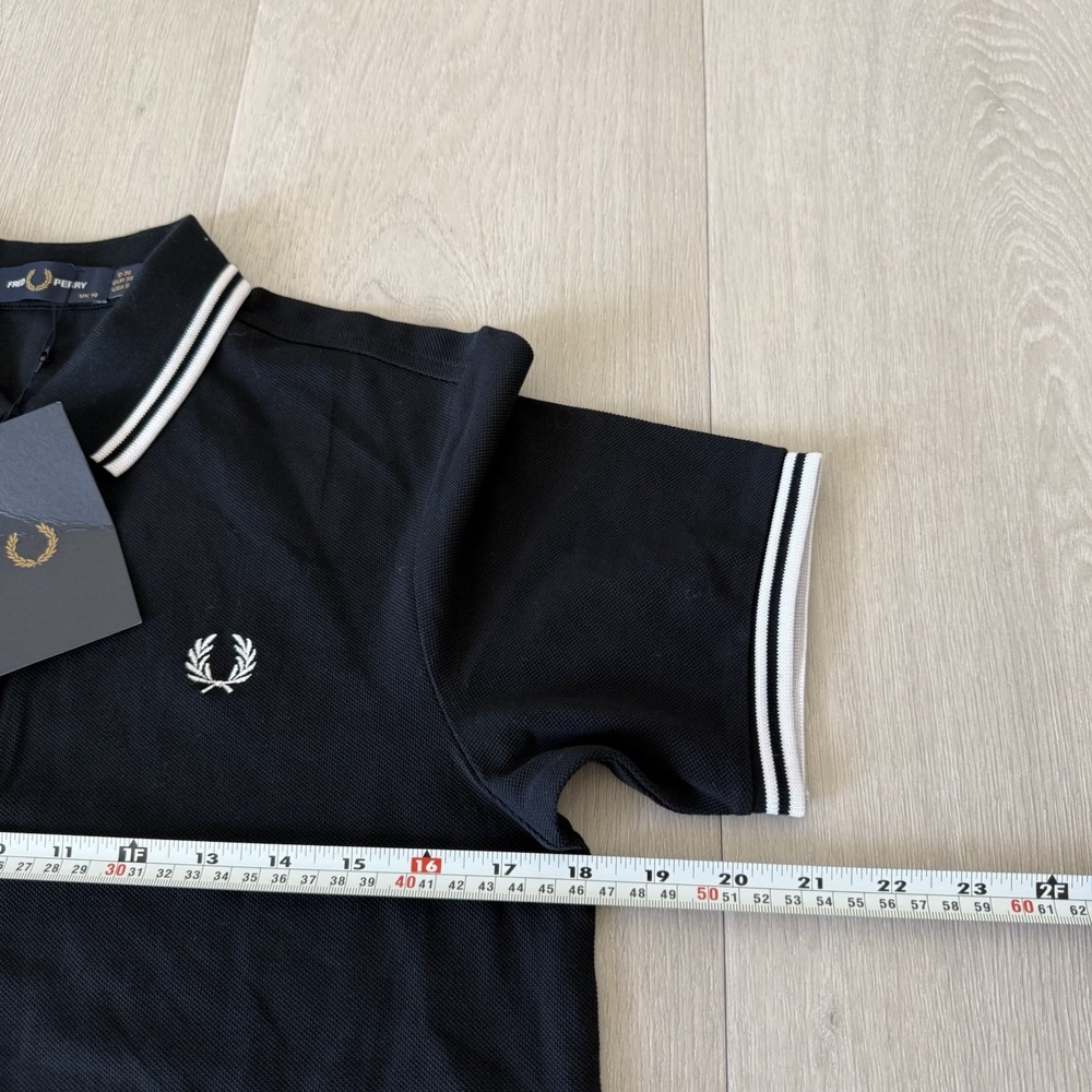 Fred Perry Twin Tipped Black Polo Shirt Women's Size UK 10 US 6 Cotton NEW - Picture 3 of 9